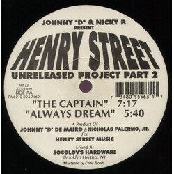 Johnny D & Nicky P Henry Street Unreleased Project Part 2 USED VINYL 12INCH 33 S RPM