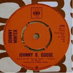Johnny Winter Johnny B. Goode USED VINYL 7INCH SINGLE