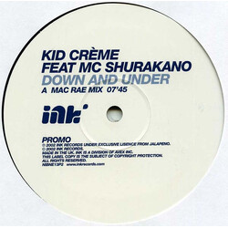 Kid Crème / MC Shurakano Down And Under USED VINYL 12INCH 33 S RPM PROMO