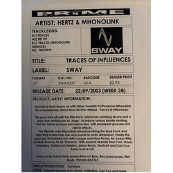 Hertz / Mhonolink Traces Of Influences USED VINYL 12INCH WHITE LABEL
