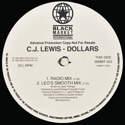 CJ Lewis Dollars USED VINYL 12INCH PROMO 33 S RPM