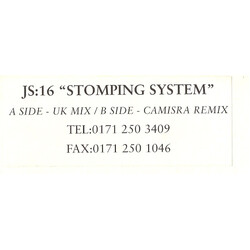 JS16 Stomping System USED VINYL 12INCH 45 RPM WHITE LABEL PROMO