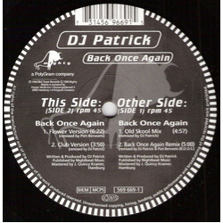 DJ Patrick Back Once Again USED VINYL 12INCH 45 RPM