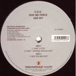 UDG Give Me Fierce USED VINYL 12INCH 33 S RPM