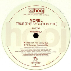 Morel True (The Faggot Is You) USED VINYL 12INCH PROMO 33 S RPM