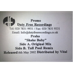 Praha Shake Baby USED VINYL 12INCH WHITE LABEL PROMO