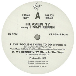 Heaven 17 / Jimmy Ruffin The Foolish Thing To Do USED VINYL 12INCH PROMO