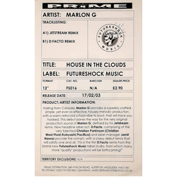 Marlon G House In The Clouds (Remixes) USED VINYL 12INCH WHITE LABEL