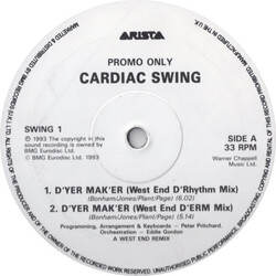 Cardiac Swing D' Yer Mak' Er USED VINYL 12INCH 33 S RPM PROMO