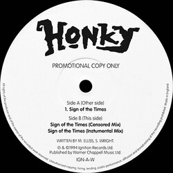 Honky Sign Of The Times USED VINYL 12INCH PROMO