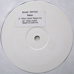 DJ Sappo What I Need USED VINYL 12INCH WHITE LABEL 45 RPM