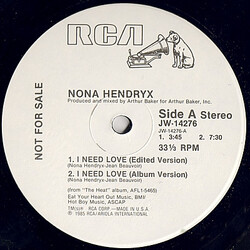 Nona Hendryx I Need Love USED VINYL 12INCH 33 S RPM PROMO