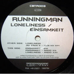 Runningman Loneliness / Einsamkeit USED VINYL 12INCH