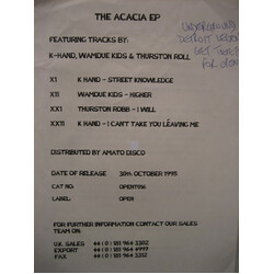 Various The Acacia E.P. USED VINYL 12INCH 33 S RPM EP PROMO WHITE LABEL COMPILATION