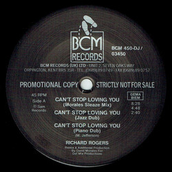 Richard Rogers Can't Stop Loving You USED VINYL 12INCH 45 RPM PROMO