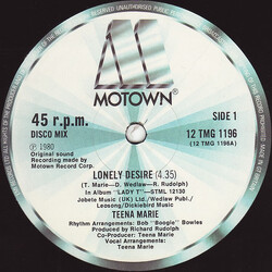 Teena Marie Lonely Desire USED VINYL 12INCH 45 RPM