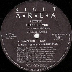 Jackie Jones Thanking You USED VINYL 12INCH 33 S RPM
