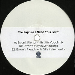 The Rapture I Need Your Love USED VINYL 12INCH PROMO WHITE LABEL
