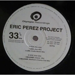 Eric Perez Project Lies USED VINYL 12INCH 33 S RPM PROMO