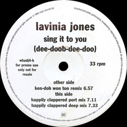 Lavinia Jones Sing It To You (Dee-Doob-Dee Doo) USED VINYL 12INCH 33 S RPM PROMO