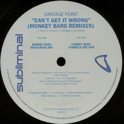 Vantage Point Can't Get It Wrong (Monkey Bars Mixes) USED VINYL 12INCH