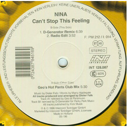 Nina (3) Can't Stop This Feeling USED VINYL 12INCH 45 RPM