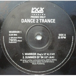 Dance 2 Trance Warrior USED VINYL 12INCH 33 S RPM PROMO