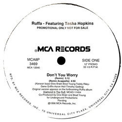 Ruffa / Tasha Holiday Don't You Worry USED VINYL 12INCH 33 S RPM PROMO