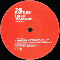 The Rapture I Need Your Love (Ewan Pearson Remixes) USED VINYL 12INCH PROMO