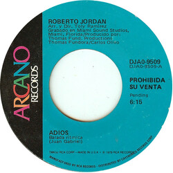 Roberto Jordan Adios USED VINYL 7INCH 45 RPM PROMO STYRENE