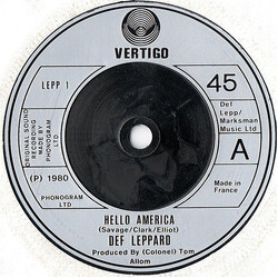 Def Leppard Hello America Vinyl 7" USED