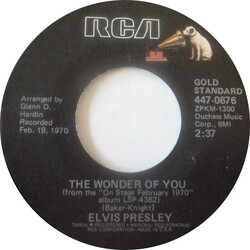 Elvis Presley The Wonder Of You / Mama Liked The Roses USED VINYL 7INCH SINGLE 45 RPM REISSUE