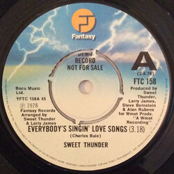 Sweet Thunder Everybody's Singin' Love Songs USED VINYL 7INCH 45 RPM SINGLE PROMO