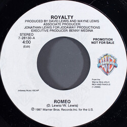Royalty Romeo USED VINYL 7INCH 45 RPM PROMO STYRENE STEREO