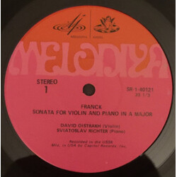 David Oistrach / Sviatoslav Richter / César Franck / Johannes Brahms Violin Sonata In A / Violin Sonata No. 3 Vinyl LP USED