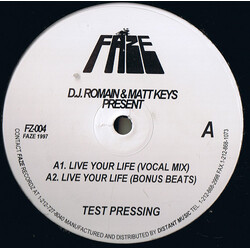 DJ Romain & Matt Keys Live Your Life / Piano Man USED VINYL 12INCH TEST PRESSING 33 S RPM