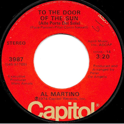 Al Martino To The Door Of The Sun (Alle Porte Del Sole) Vinyl 7" USED