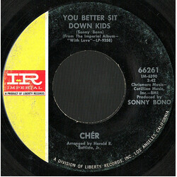 Cher You Better Sit Down Kids / Elusive Butterfly USED VINYL 7INCH 45 RPM SINGLE