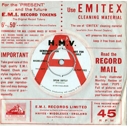 Dick Kallman Speak Softly USED VINYL 7INCH 45 RPM SINGLE PROMO