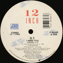 G.T. (2) I Need You USED VINYL 12INCH 33 S RPM SINGLE