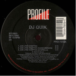 DJ Quik Jus Lyke Compton USED VINYL 12INCH 33 S RPM SINGLE STEREO