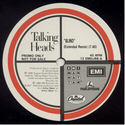 Talking Heads Blind USED VINYL 12INCH 45 RPM PROMO