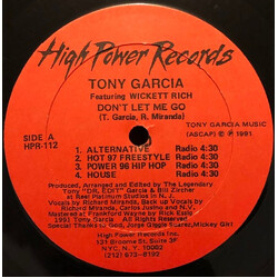 Tony Garcia / Wickett Rich Don't Let Me Go USED VINYL 12INCH 33 S RPM
