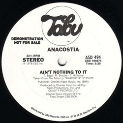 Anacostia Ain't Nothing To It USED VINYL 12INCH 33 S RPM PROMO