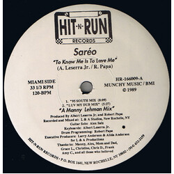 Sareo To Know Me Is To Love Me USED VINYL 12INCH 33 S RPM