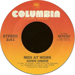 Men At Work Down Under USED VINYL 7INCH 45 RPM SINGLE STYRENE STEREO