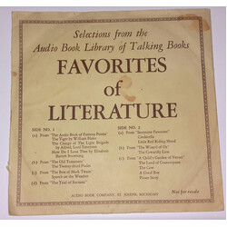 Unknown Artist Selections From The Audio Book Library Of Talking Books: Favorites Of Literature (Volume I & II) USED VINYL 7INCH 16 T RPM PROMO SAMPLE