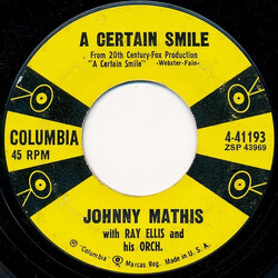 Johnny Mathis / Ray Ellis And His Orchestra A Certain Smile / Let It Rain USED VINYL 7INCH 45 RPM SINGLE STYRENE