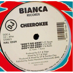 Cherokee (5) Don't Go Away / Calling On Your Love USED VINYL 12INCH PROMO 33 S RPM