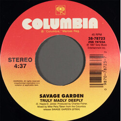 Savage Garden Truly Madly Deeply USED VINYL 7INCH 45 RPM SINGLE STEREO